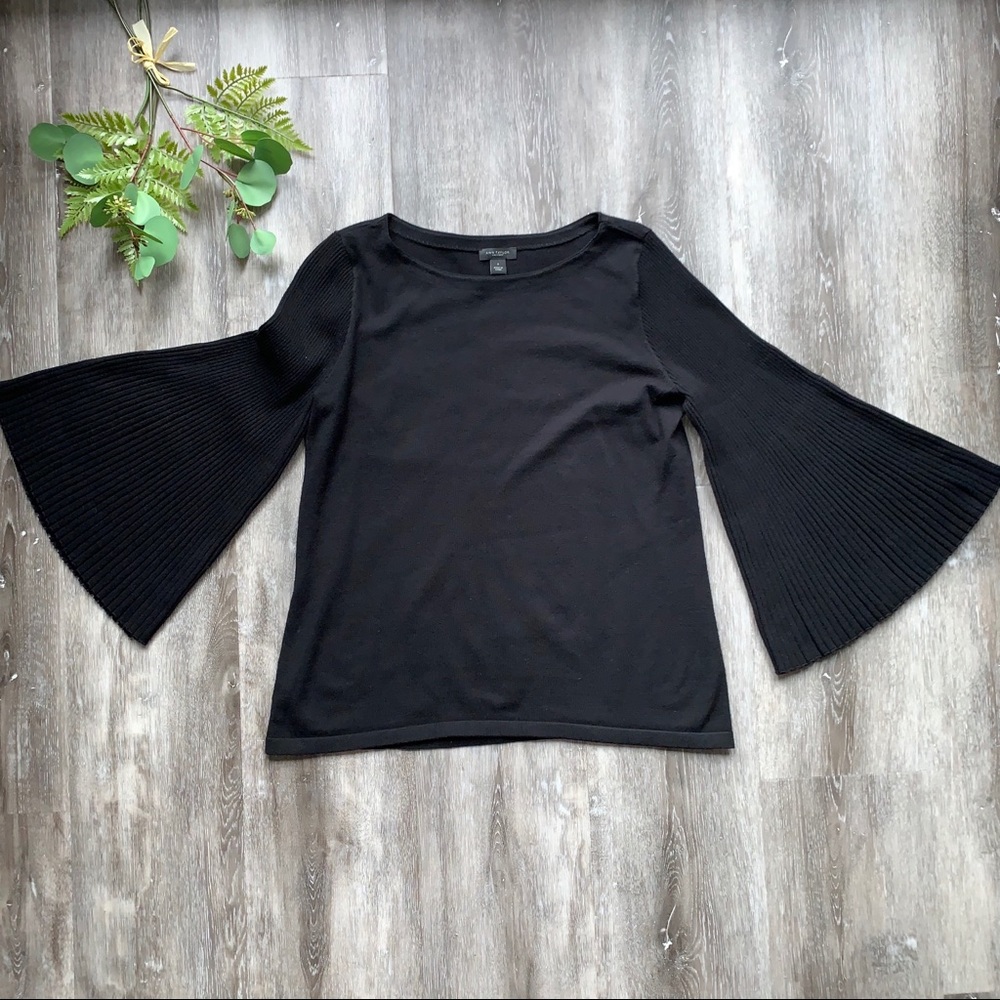 Ann Taylor Factory Black Bell-Sleeve Sweater